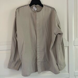 Collina Strada Rhinestone Embellished tan jacket 37942